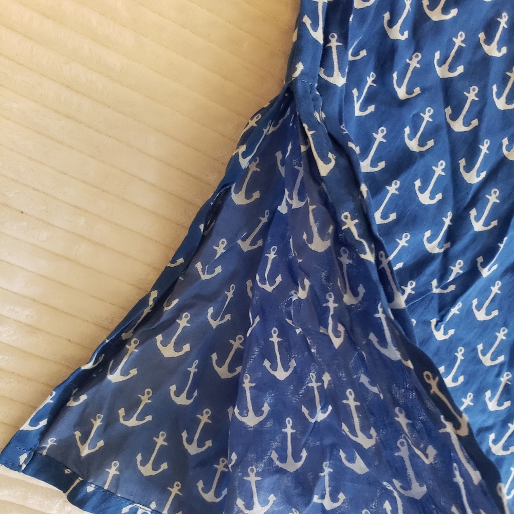 SOLD KikiSol Blue/ White Anchor Print Women's Top/ Coverup XL - Picture 5 of 8